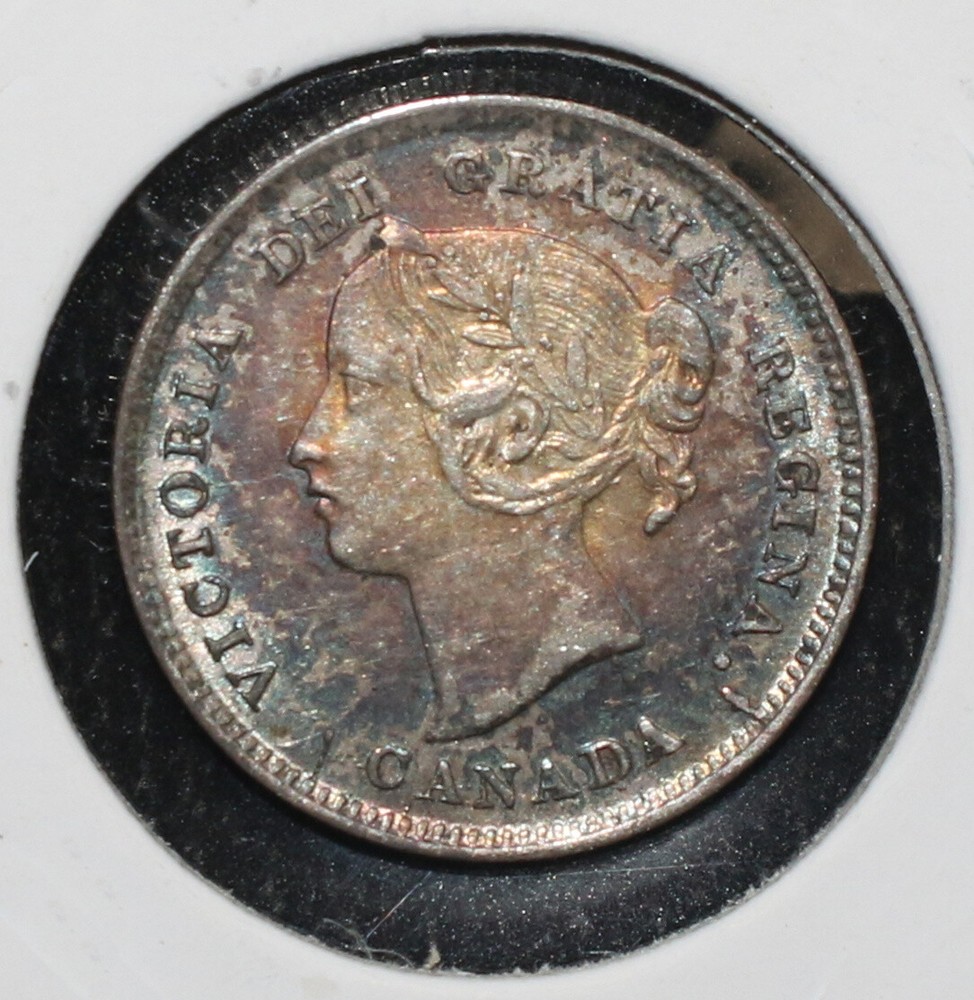 1893 Canada Five Cent Coin Toned - 07913