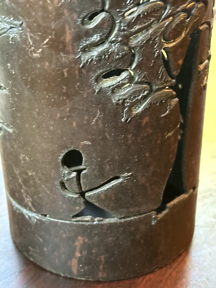 Handmade Blow Torched Metal Pipe Luminary