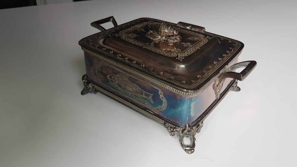 silver plate sardine box c1880-1910