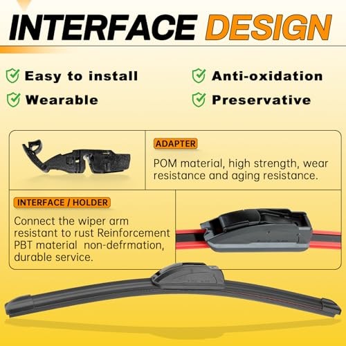 26" and 16" Windshield Wipers Blades 26" + 16"(Pair for Front Windshield)