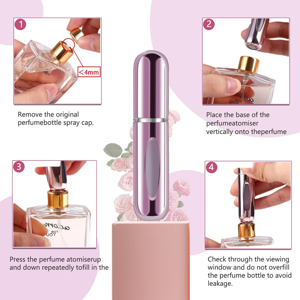 4 Pcs Mini Refillable Perfume Atomizer Bottles - Travel Spray Set