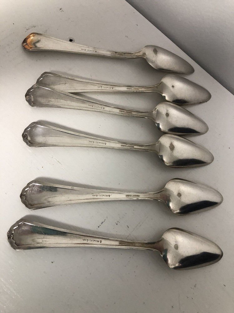 6 Rogers pat 1912 Grapefruit Spoons Silverplate