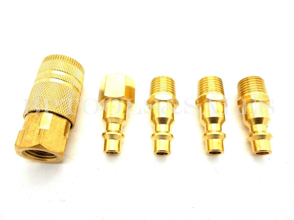 5 Pc Brass Coupler Quick Connect Coupler Set Air Compressor Hose NEW