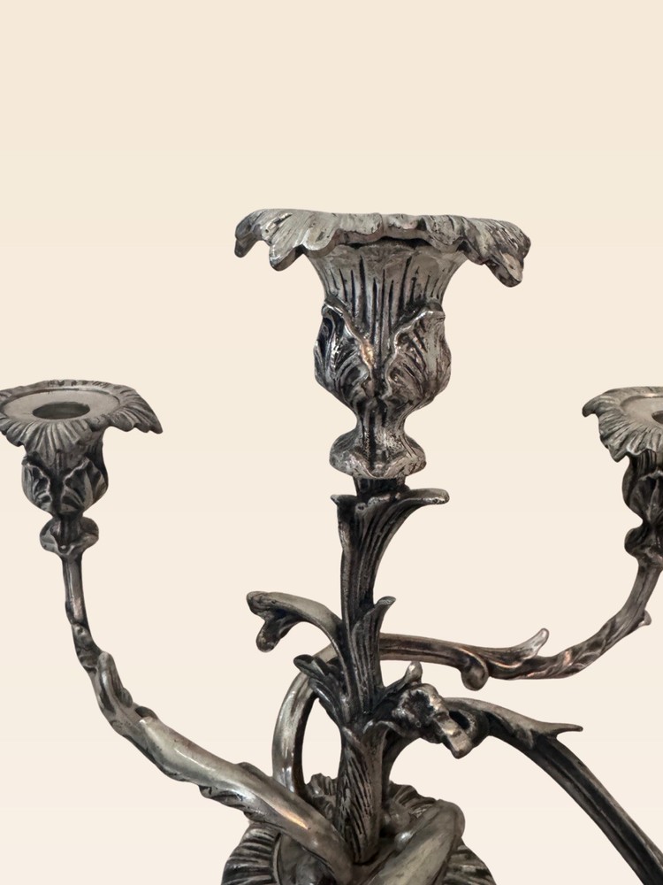 Large Rococo Silverplate Candelabras Silver Plated Candle Holders Dining Table