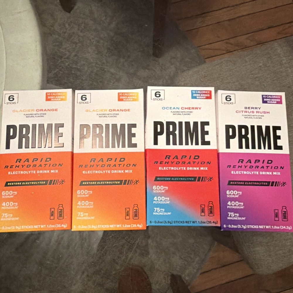 (4) Prime Rapid Rehydration Sticks, Electrolyte 6ct- 24 Total