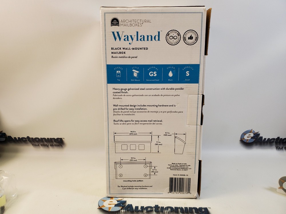 Architectural Mailboxes Wayland Black, Small, Steel, Wall Mount Mailbox