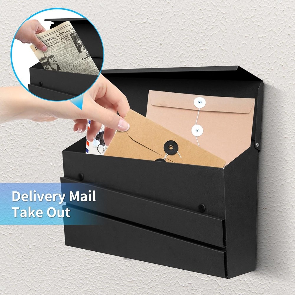 Wall-mounted outdoor mailbox, rust-proof galvanized steel modern mailbox