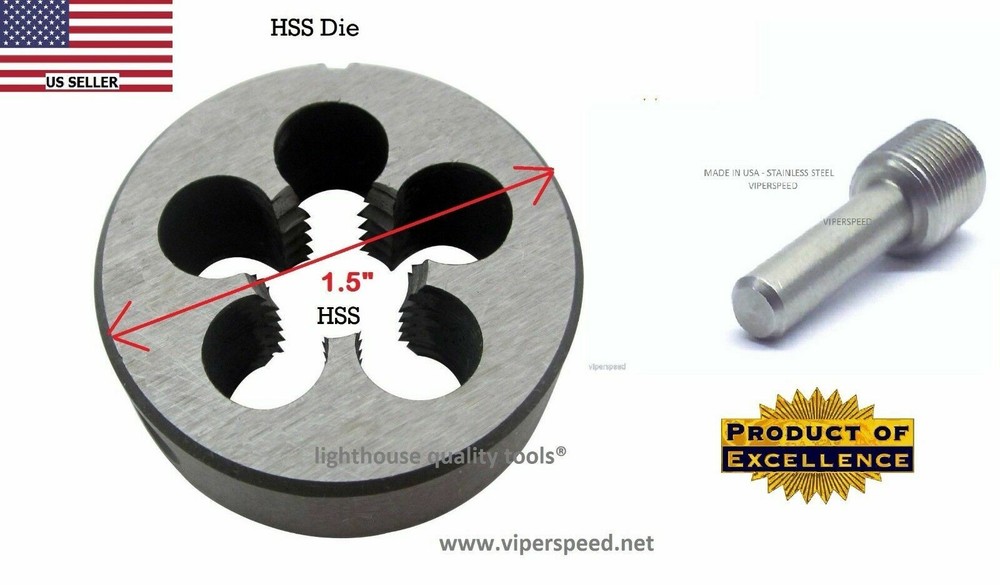 Lighthouse Quality Tools - 9/16-24RH HSS Die + Thread Alignment Tool x7.62