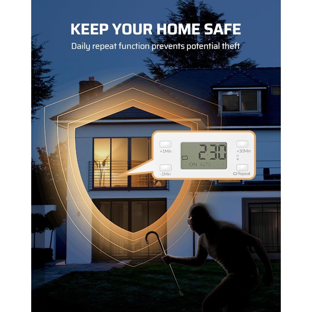Indoor Countdown Timer Outlet Digital Electrical Timer with Repeat Function Auto