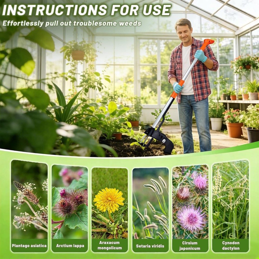 Standing Weed Puller Tool with 4 Claws, Upgraded Weed Remover Tool with Long ...