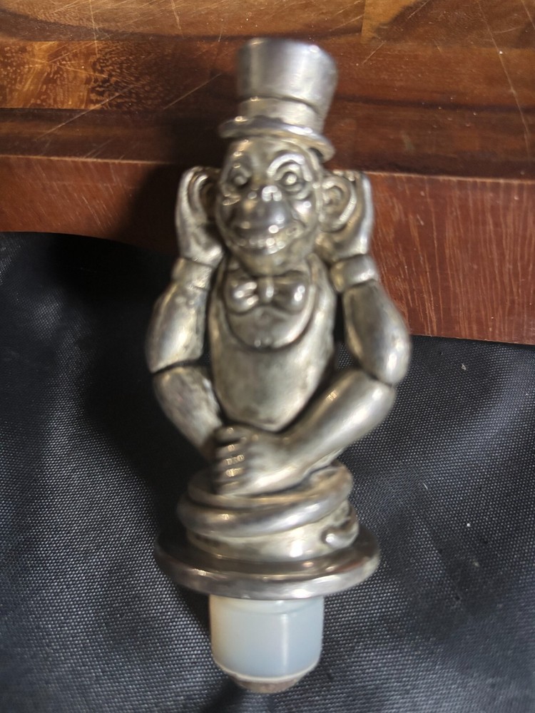 Neiman Marcus Boxed 3 Pc Wine Stopper Set Buddhist Monkey Quote about EVIL