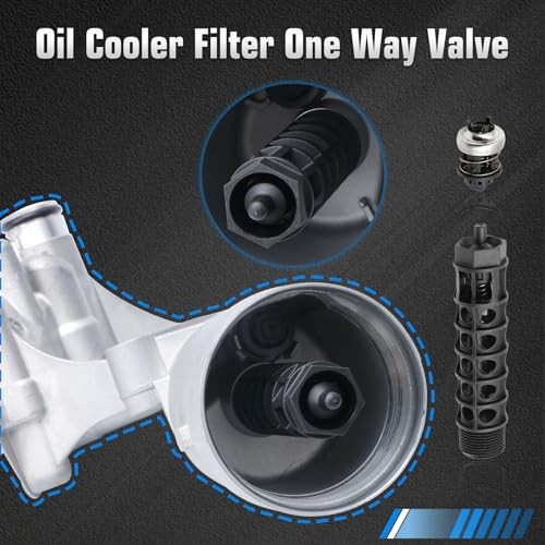 Engine Oil Cooler Filter Housing Assembly Adapter with Gasket, Filter Insert