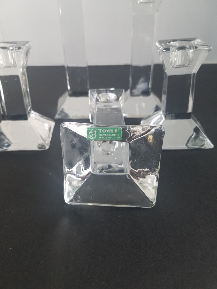 Towle Silversmith  Crystal Candlestick Holders Set of (5). Pre-owned.