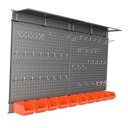 Metal Pegboard with Peg Board Hooks, Tools Storage Pegboard with Black