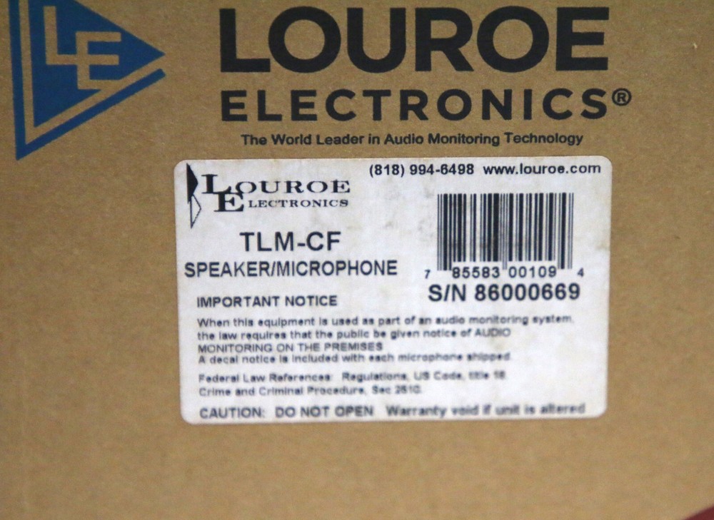 Louroe TLMCFTLM-CF Ceiling Flush Mount Speaker/Microphone #2724