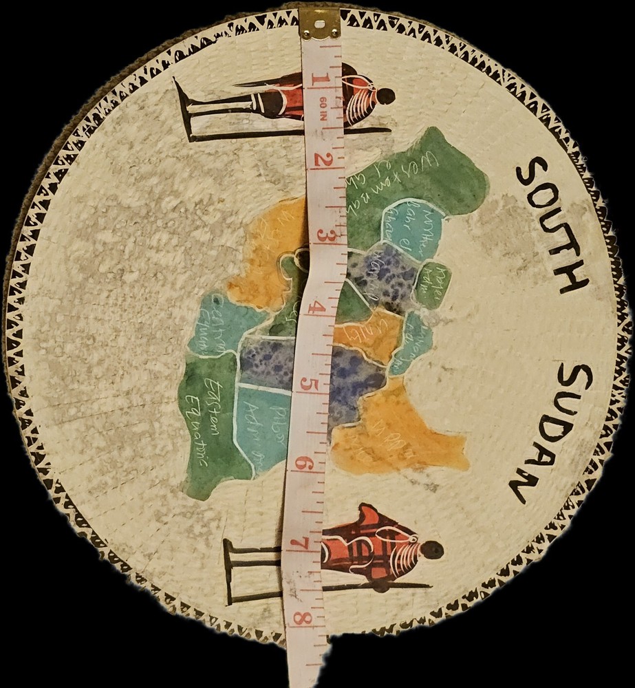 South SUDAN Plate Disk Hand Painted Very Nice Map