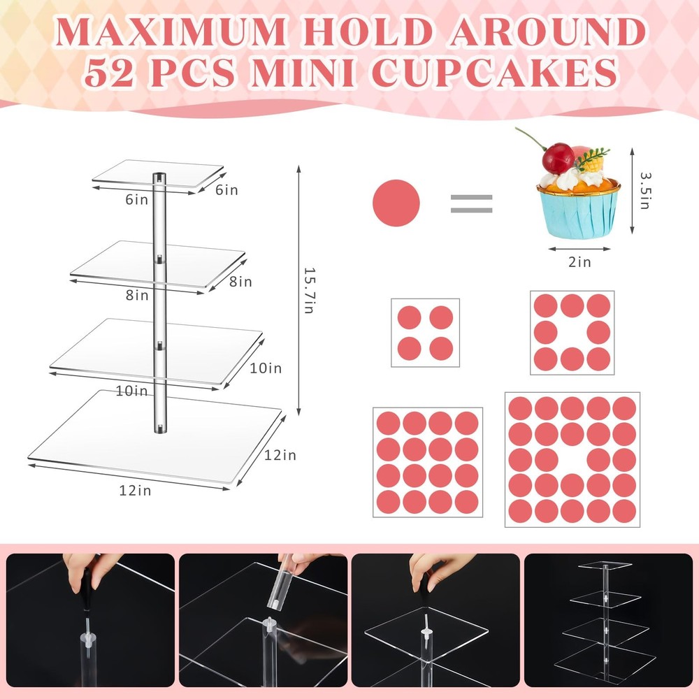 11 Pack Dessert Table Display Set Risers Display Stands, 3 Pcs Buffet Risers,...