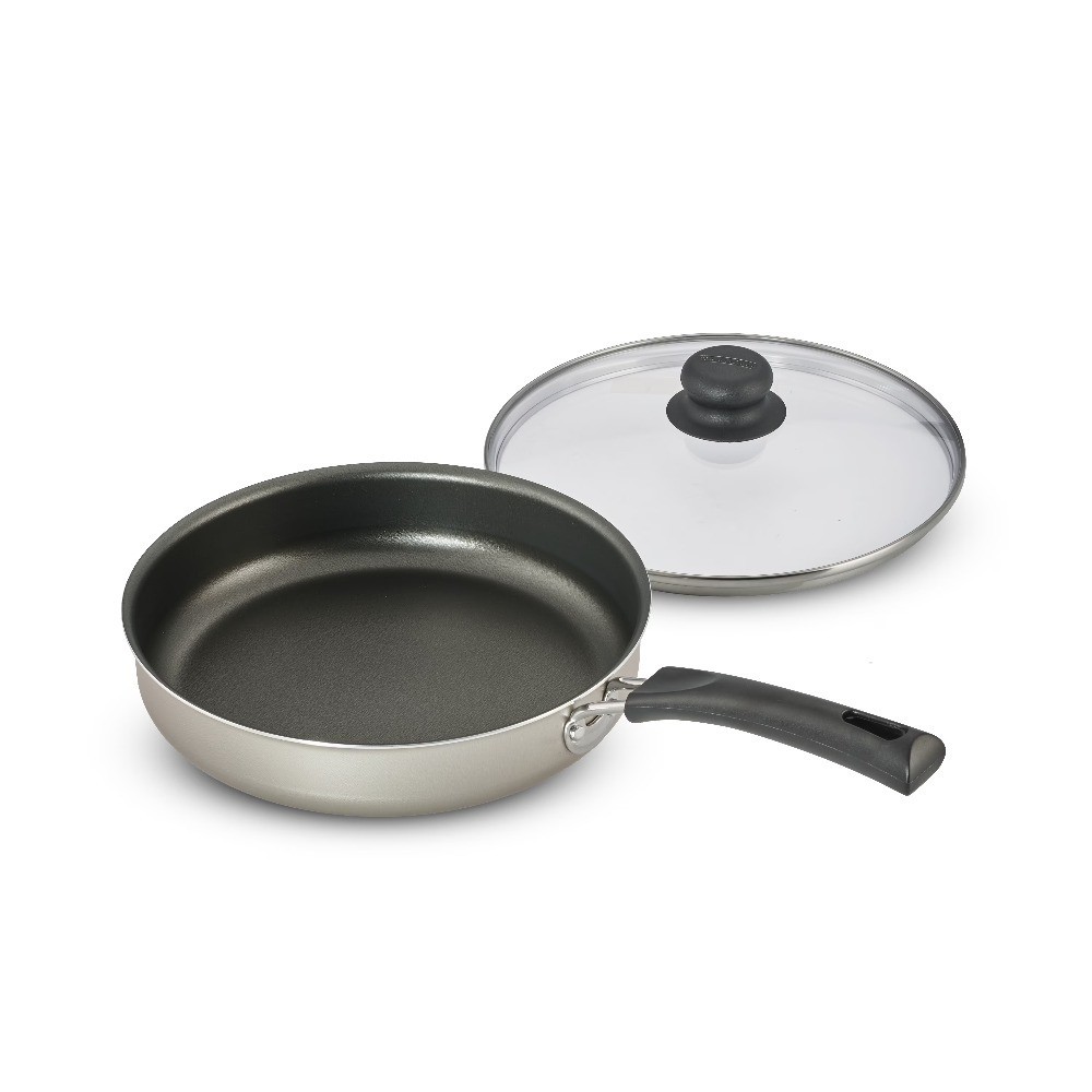 Nonstick Covered Deep Saute Pan with Lid, Champagne Color
