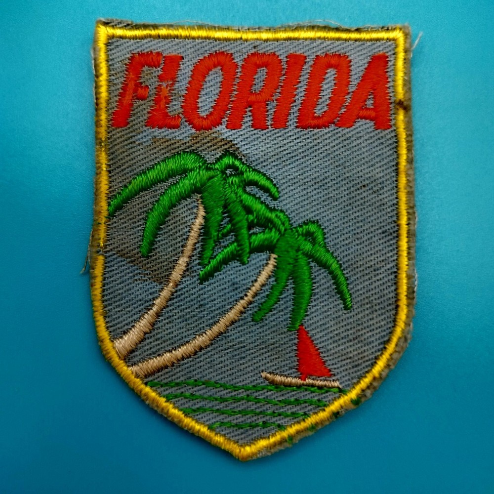 Florida State Emblem Palm Tree Sailboat Vintage Patch