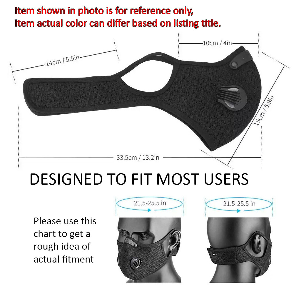 Nylon Mesh Face Mask w/ Replaceable PM2.5 HEPA Carbon Filter (Solid Black)