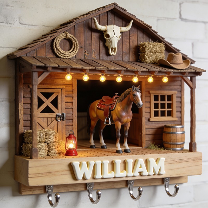 Personalized equestrian themed wall hooks key holder