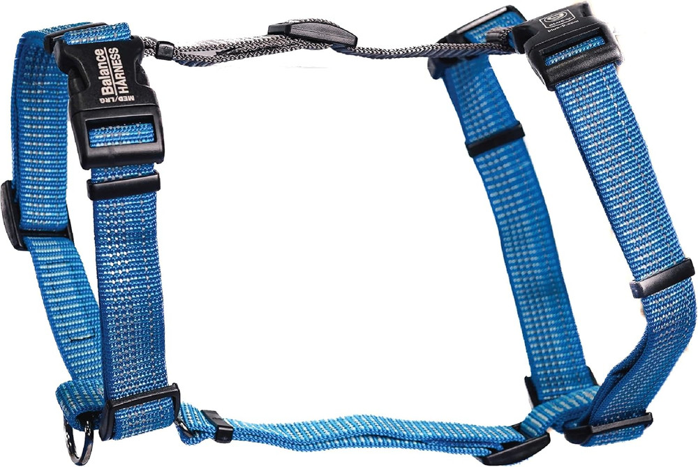 Customizable No-Pull Dog Harness with Reflective Stitching - Blue, Medium/Large
