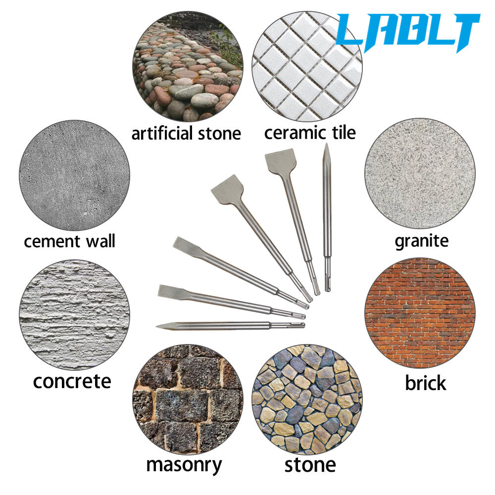 LABLT 6 Pcs SDS plus Chisel Set Concrete Drill Bit Set Rotary Hammer Bits