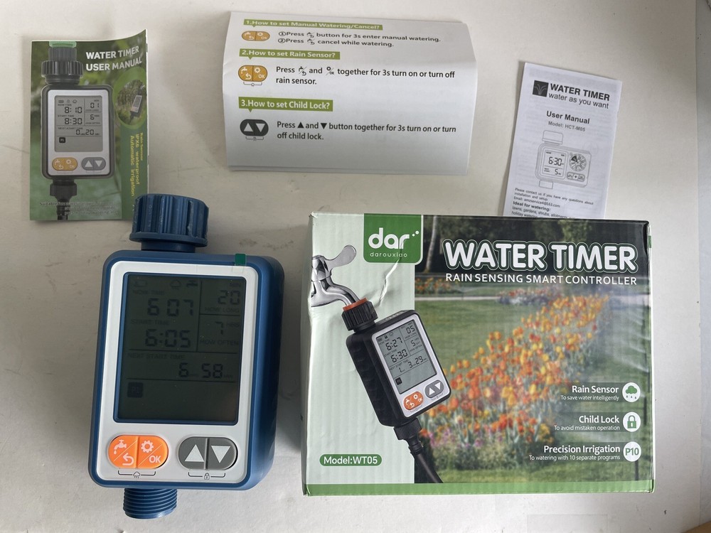 Automatic Garden Watering Timer Irrigation Controller Rain Sensor for Sprinkler