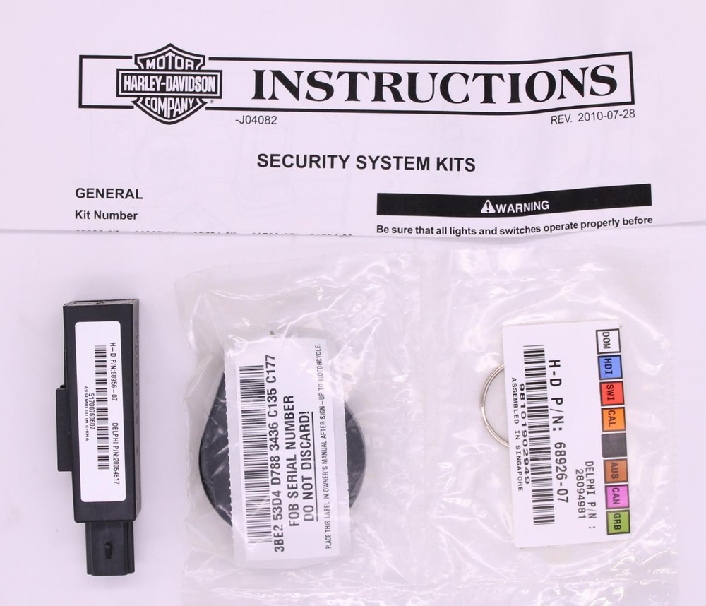 Harley-Davidson Security System Kit Part Number - 41000021