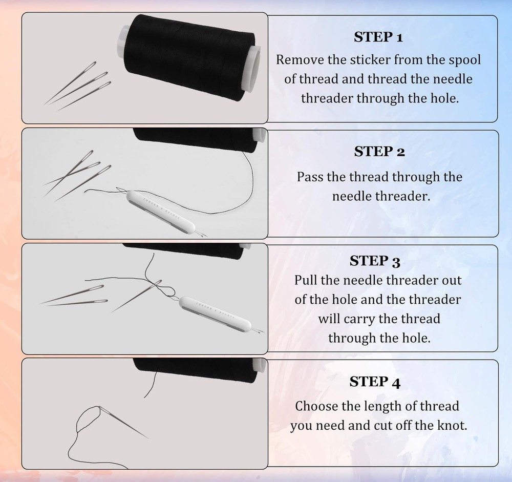 Serger Thread 4 Cones 3000 Yards Polyester Spool 40S/2 Black White Sewing