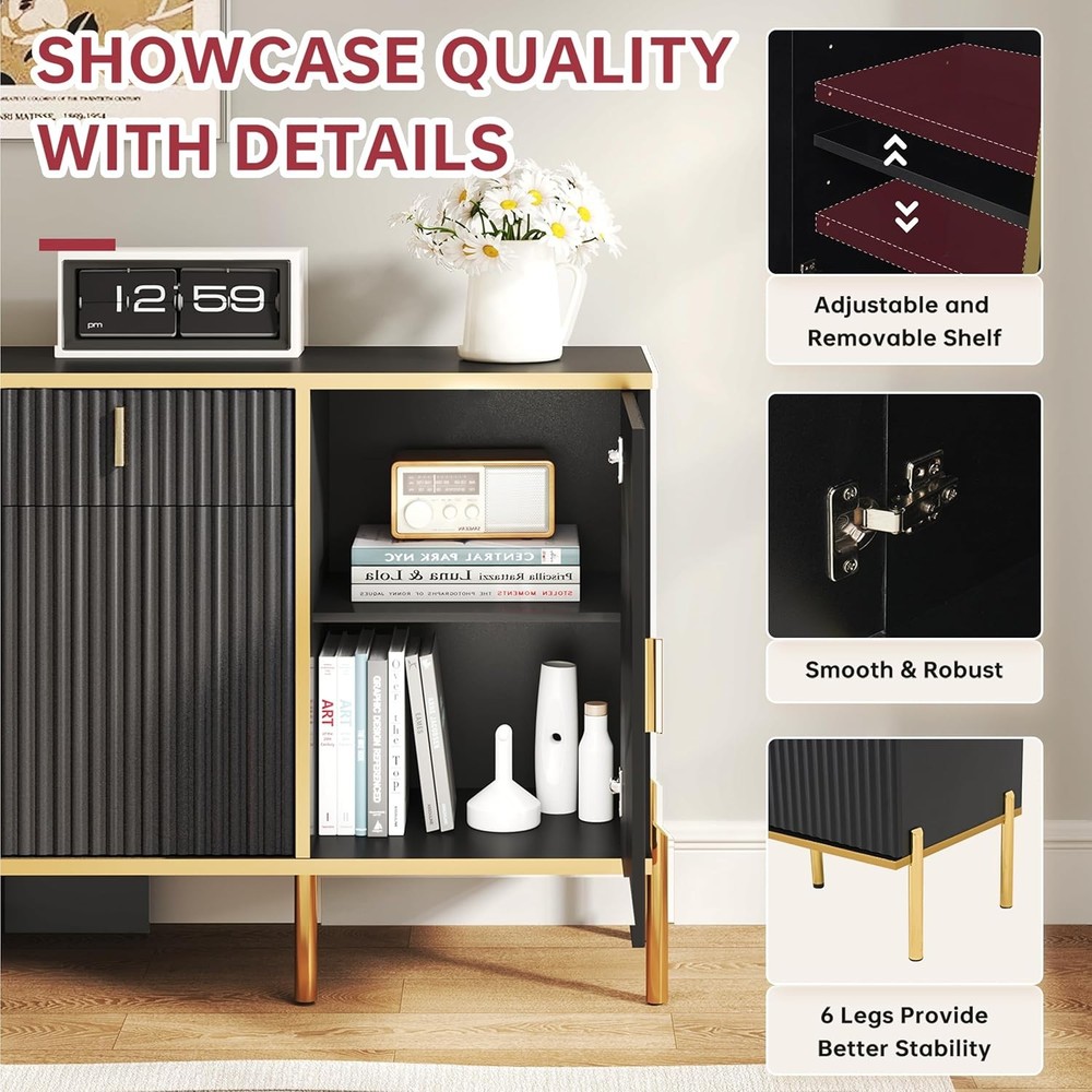 60" Modern Buffet Cabinet W/ Storage Buffets & Sideboard W/ Drawers Adjustable
