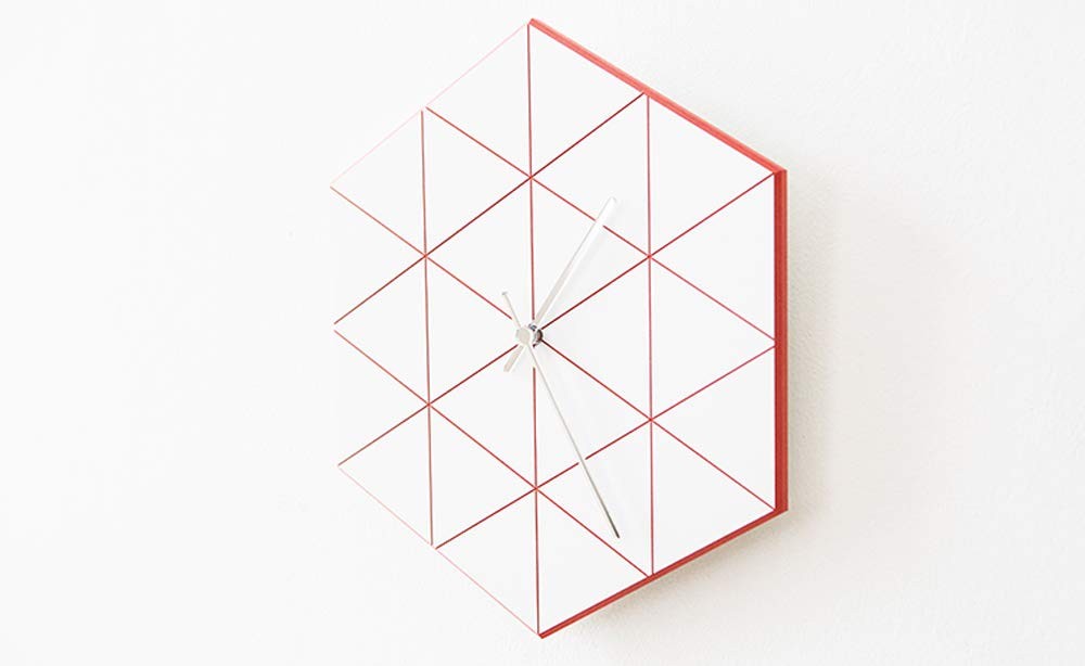 Modern Minimalist Geometric Wall Clock (Red)