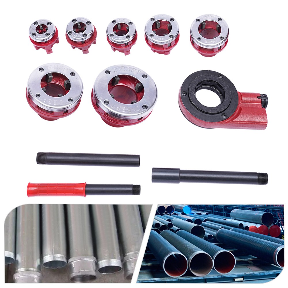 7 Size Pipe Threader Kit Pipe Thread Cutter Tap Bar Head Pipe Die Threading Sets