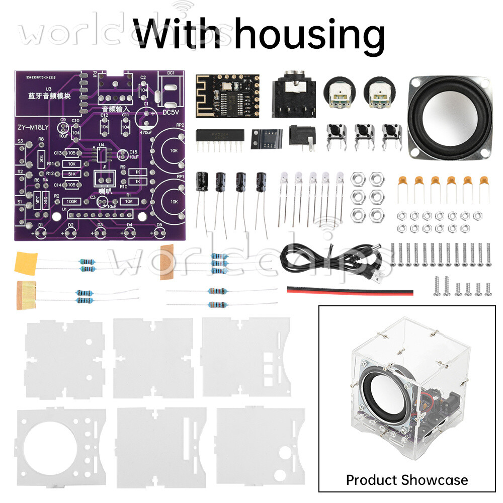 DIY Bluetooth Speaker Audio Electronic Kit 8002 Audio Amplifier W/ Acrylic Shell