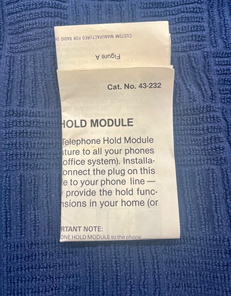 Radio Shack 43-232 Archer Telephone Hold Module