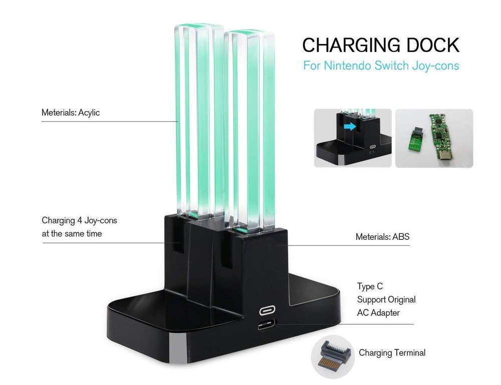 Switch Controller Charger for Nintendo Switch Joy-Cons Charging Dock Station