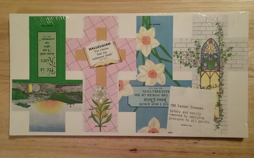 100 VINTAGE PAPER EASTER CROSSES WITH SCRIPTURES - McBeth