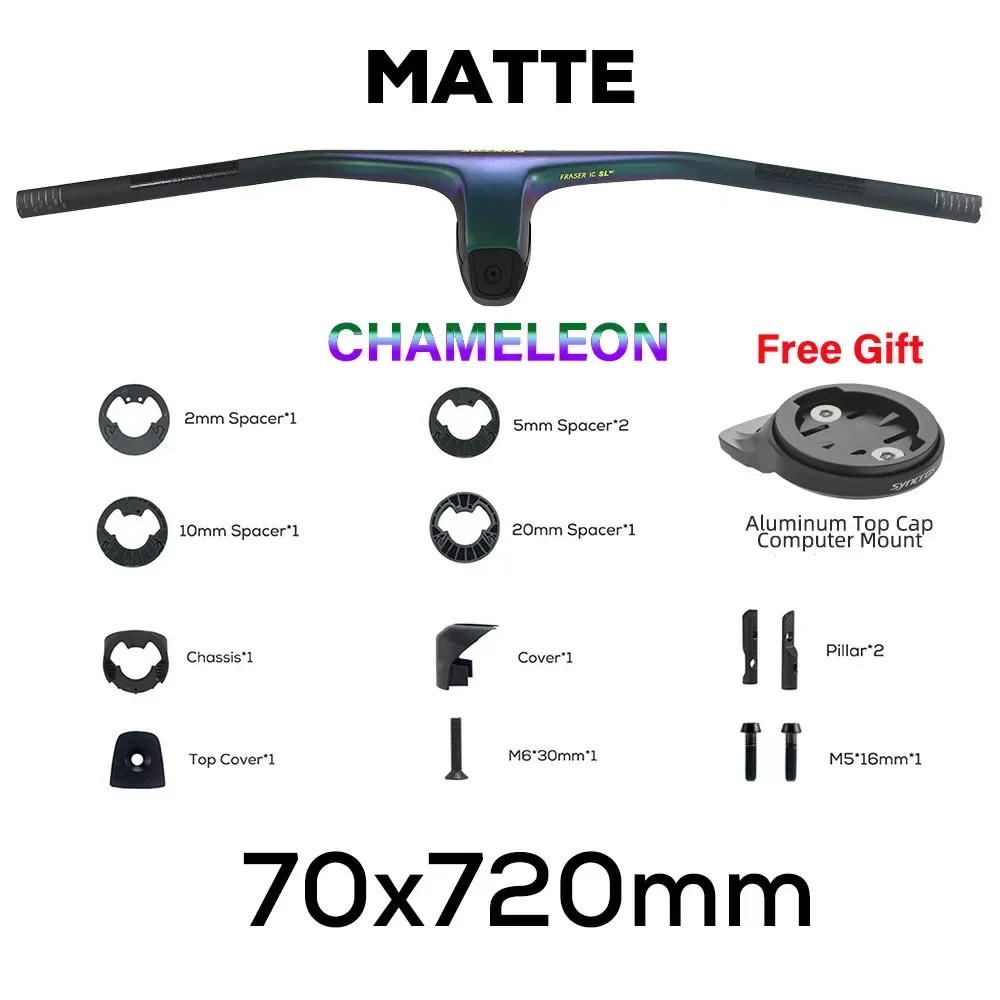 -20° Full Carbon Fiber MTB Handlebar Integrated Cockpit Riser/Flat Handlebars