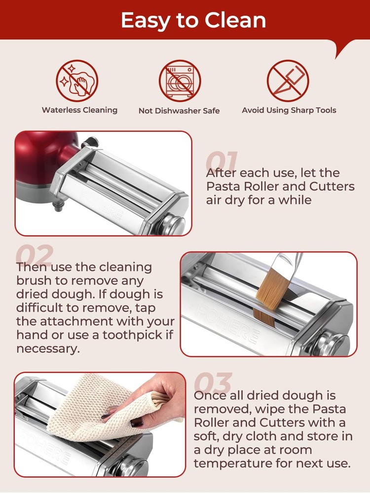 Pasta Roller Attachment for KitchenAid Stand Mixer, Pasta Maker Accessorie wi...