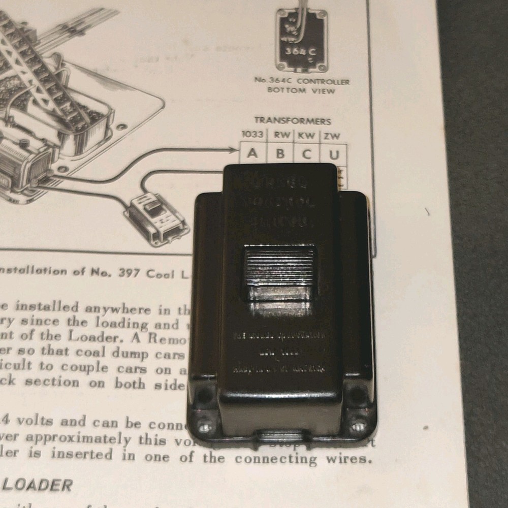 Orig Postwar Lionel #397 Coal Loader Operating Guide & 364C Controller (No Wire)