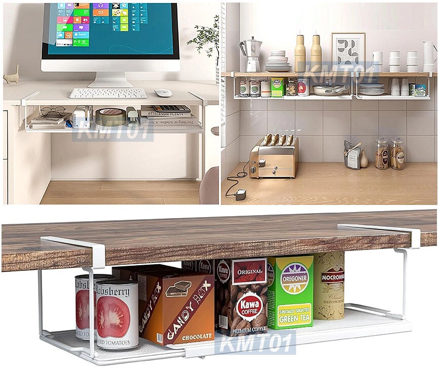 Adjustable Under Shelf Storage Basket Rack Organizer – Kitchen Cabinet Pantry