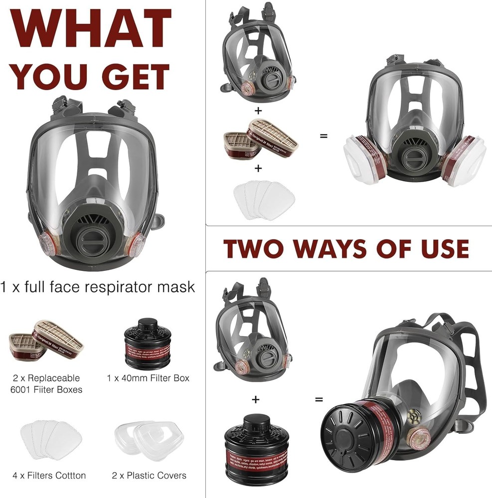 Full Face Gas Mask with Activated Carbon Filter