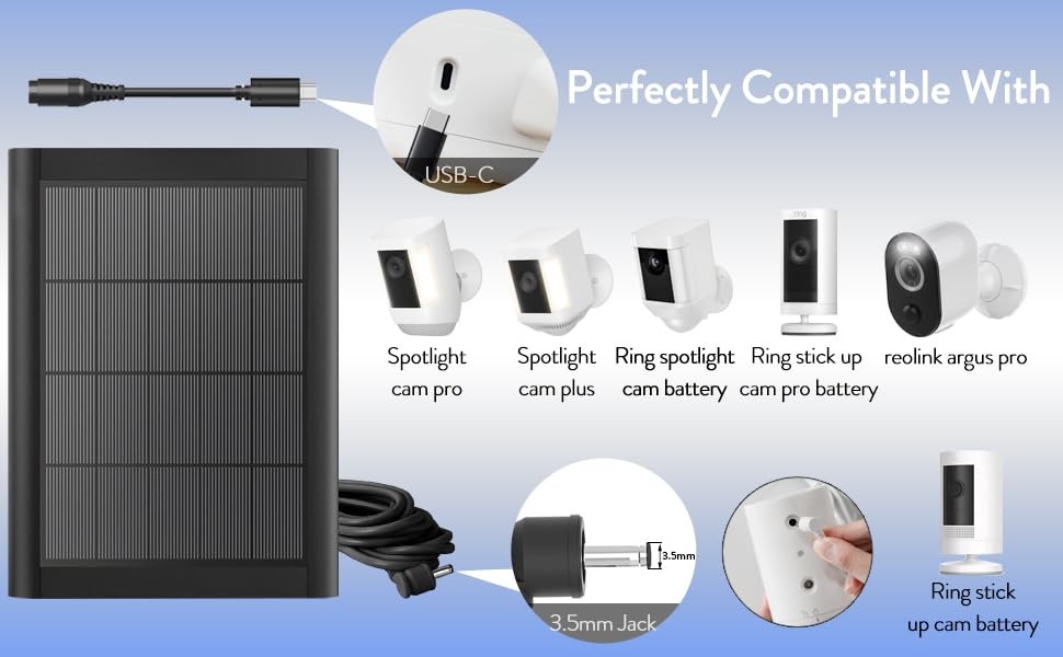 Ring Solar Panel(2nd Generation), 2-Pack 5W 5W--2Pack White(8.7inch)