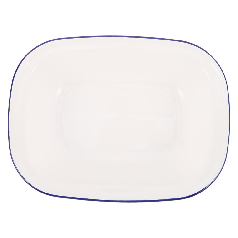 White Enamel Baking Pan Cake Tray Rectangle Coated Bakeware Baked