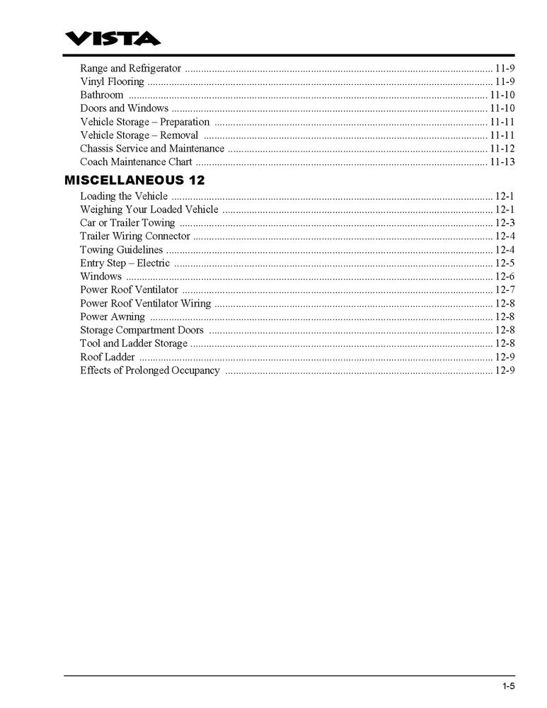 2012 Winnebago Vista Home Owners Operation Manual User Guide Coil Bound