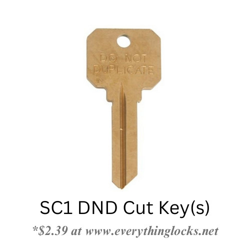 SCHLAGE DND (SC1) 5 Pin Code Cut Key You Send Us Your Bitting Code