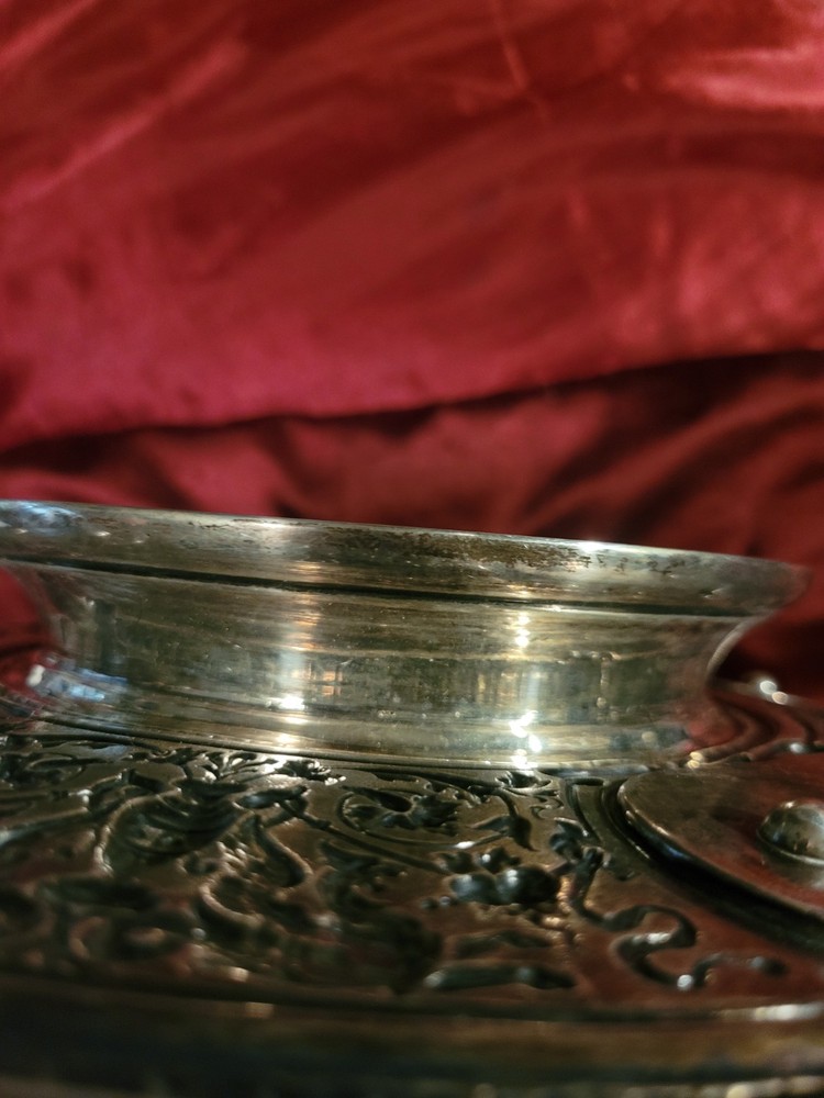 Solid 800M German Silver 10" Plate With Embossed Cherub Scenes. Gorgeous Plate!
