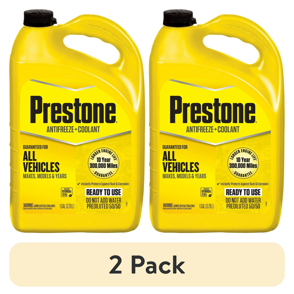 (2 pack) Prestone Extended Life Prediluted Antifreeze/Coolant, Universal Use