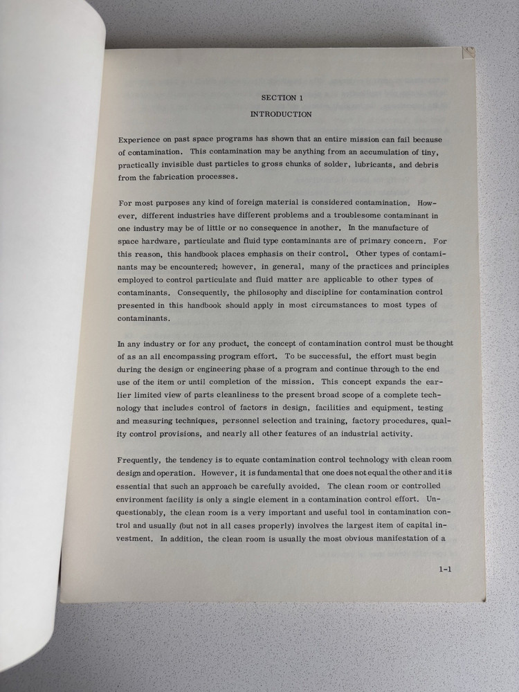 NASA Apollo Handbook For Contamination Control Program 1966 Manned Space Flight