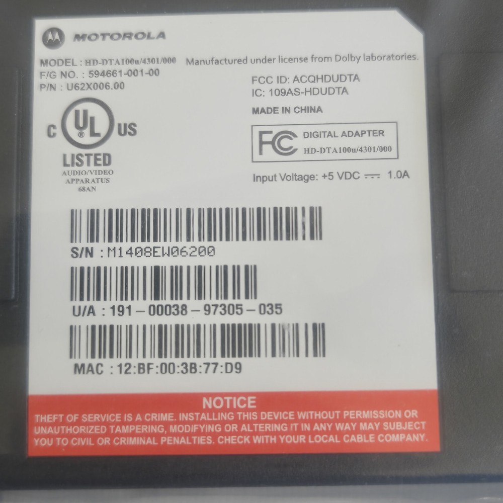 Time Warner Cable Digital Adapter HD Easy Setup Kit